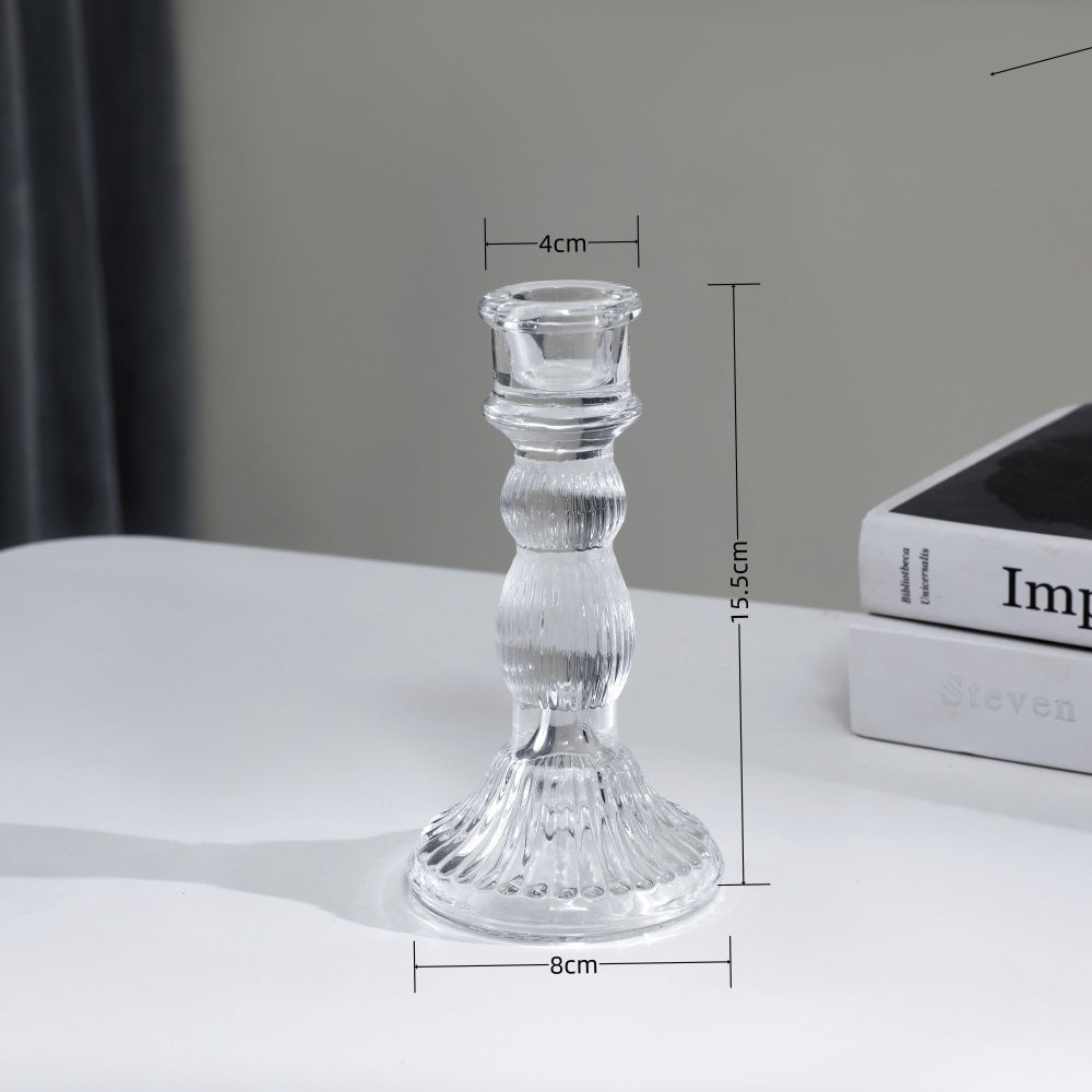 Tall Pressed Glass Decorative Candlestick Holder Kalsten