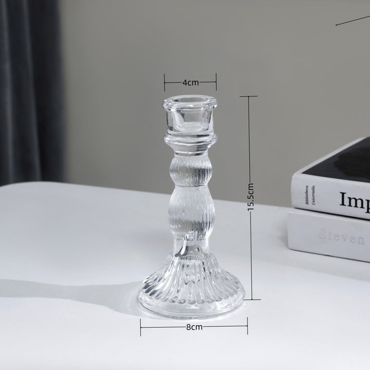 Tall Pressed Glass Decorative Candlestick Holder Kalsten