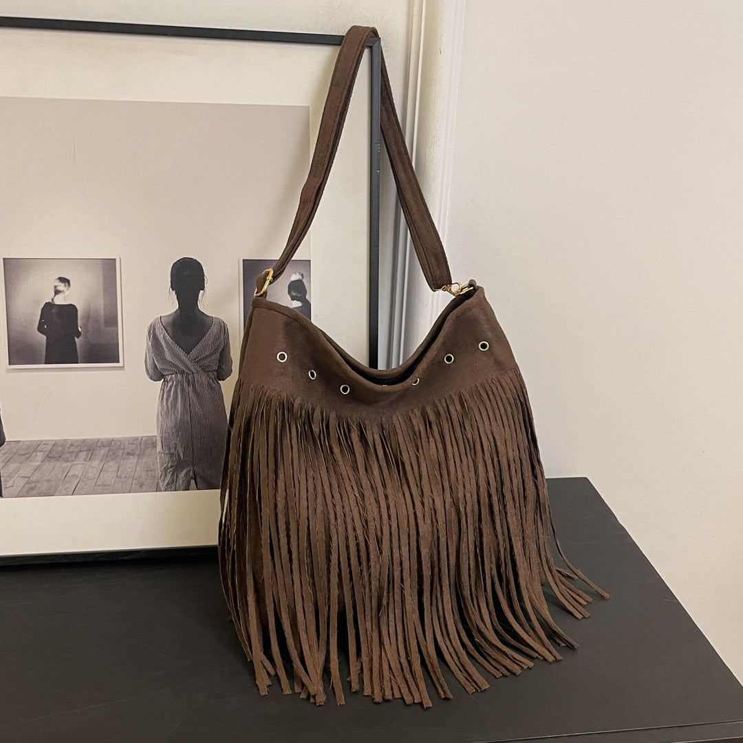 Suede Fringe Shoulder Bag Kalsten