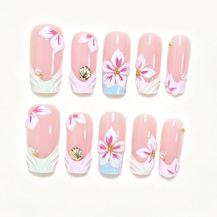 3D Floral Design Press-On Nail Art Kalsten