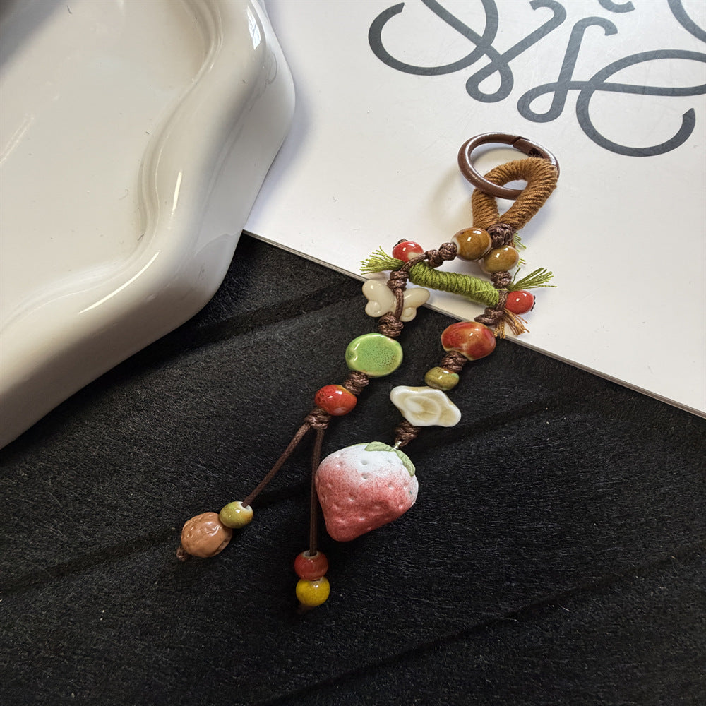 Decorative Beaded Fruit-Themed Keychain Kalsten