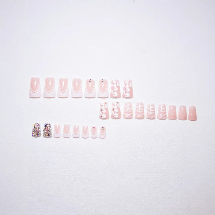 Decorative Press-On Nail Art Set with Gemstone Accents Kalsten
