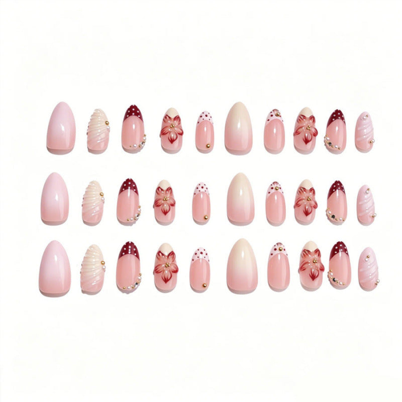 Premium Floral Embellished Press-On Nail Art Set