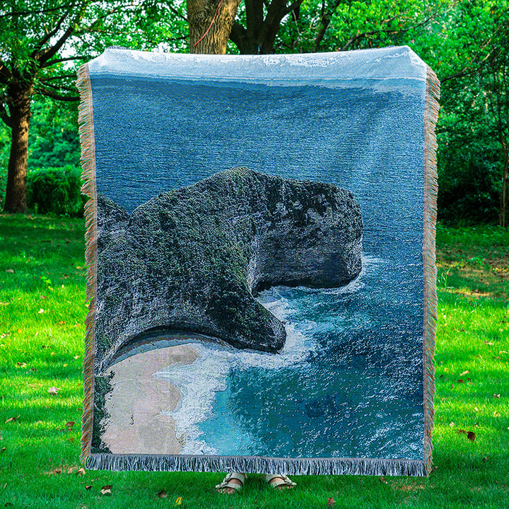Landscape-Themed Woven Throw Blanket