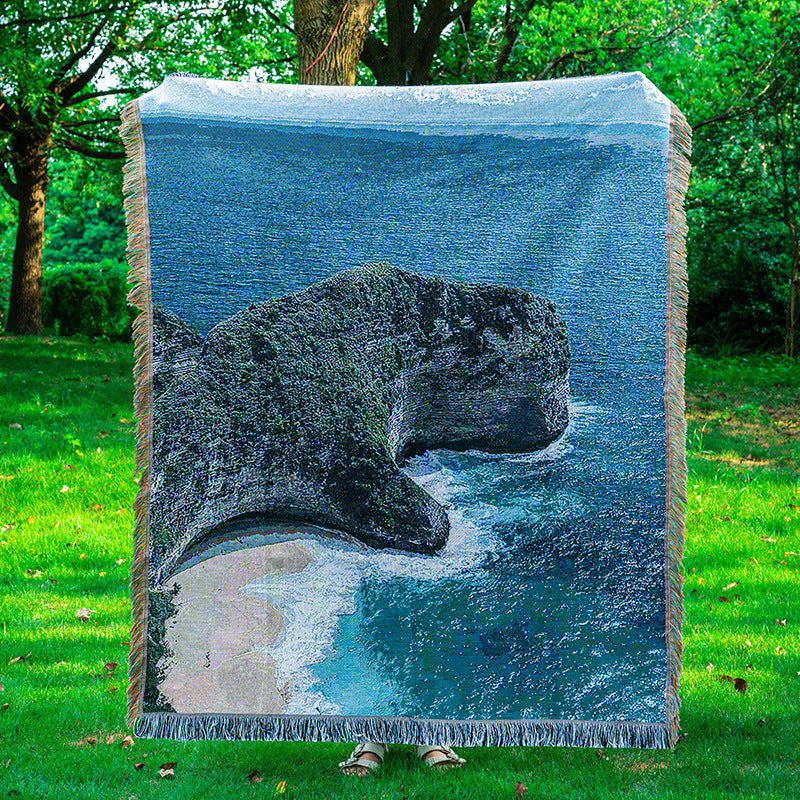 Scenic Coastal Landscape Throw Blanket