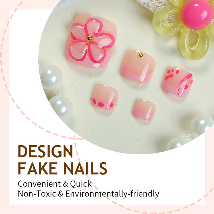 Acrylic nail set with playful flower designs Kalsten