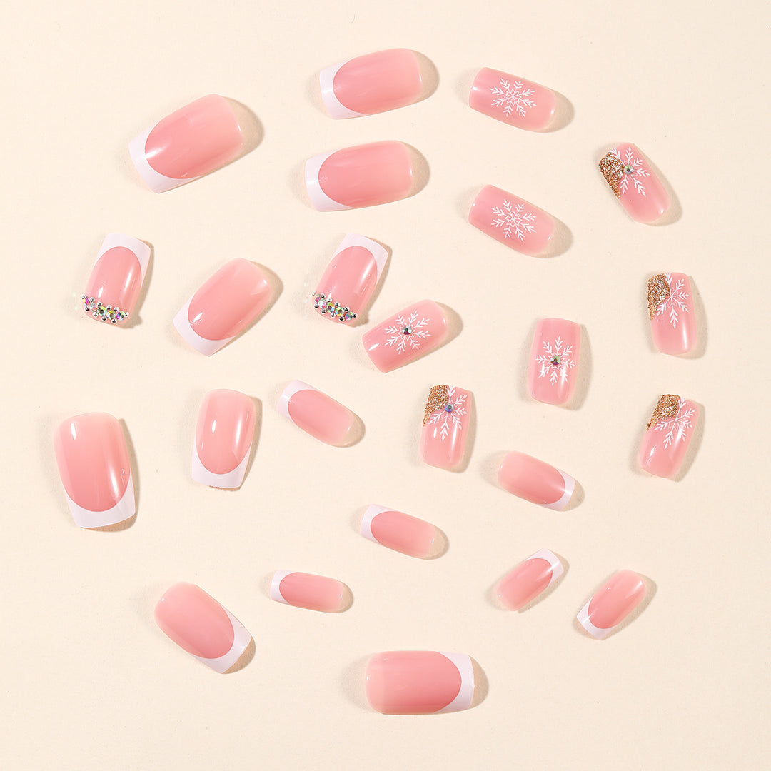 Elegant French Tip Winter Nail Art Extensions Kalsten