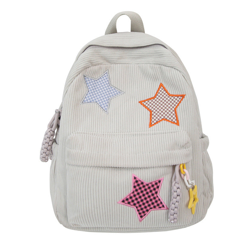 Corduroy Star-Embellished Backpack