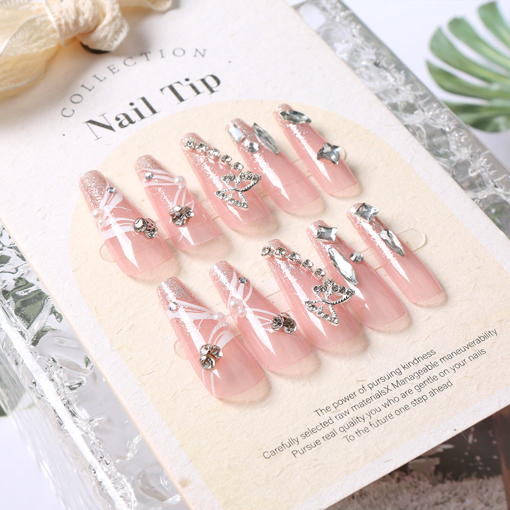 Glamorous Crystal-Embellished Press-On Nail Set Kalsten