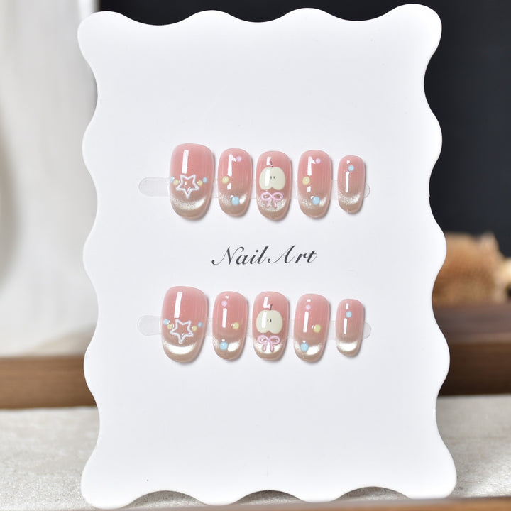 Whimsical Character Designed Press-On Nail Art Kalsten
