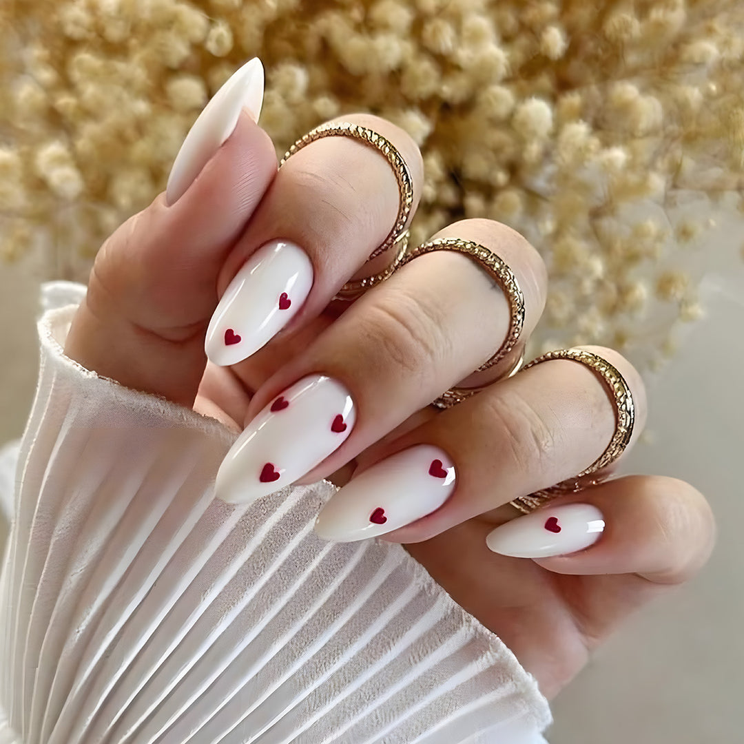 Heart-Embellished Press-On Nails Kalsten