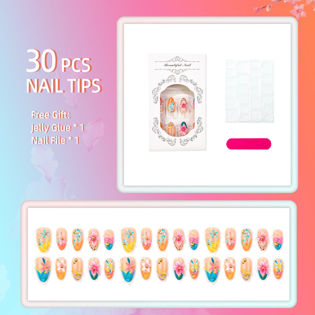 Artistic Floral Design Press-On Nails