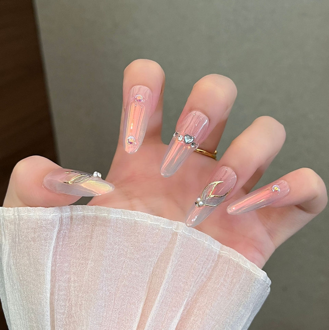 Elegant Floral Design Press-On Nail Extensions Kalsten