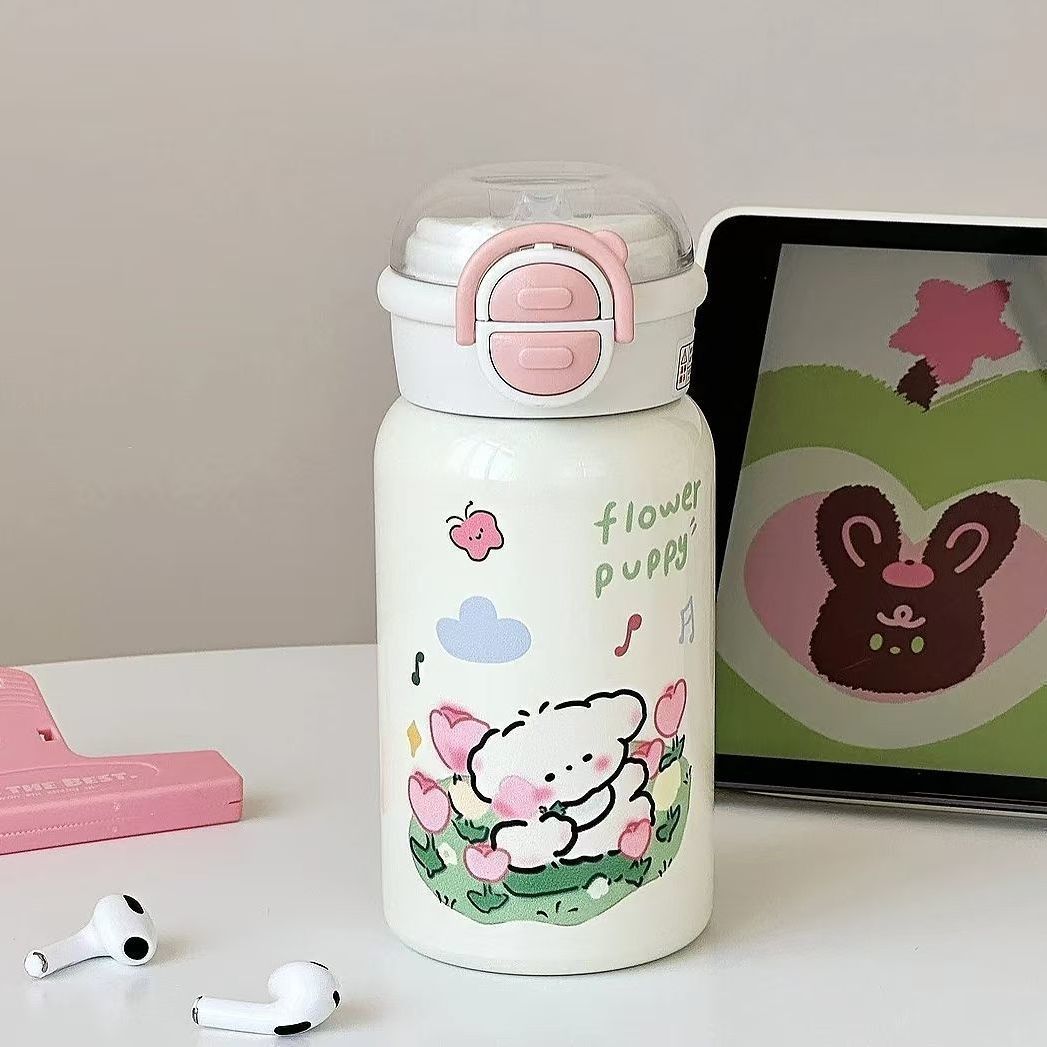 Ladies insulated drinking bottle with integrated safety lid and cheerful animal design Kalsten