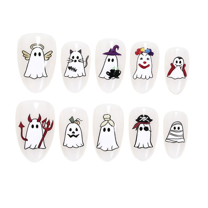 Halloween-Themed Ghost Design Press-On Nail Art Set Kalsten