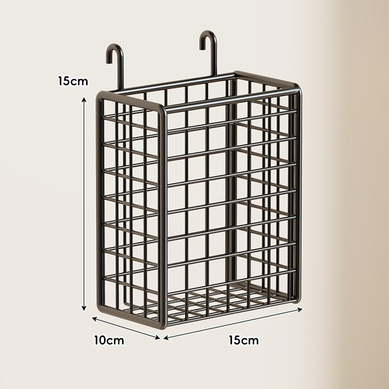 Compact Over-Cabinet Hanging Wire Grid Storage Basket with Dual Hooks