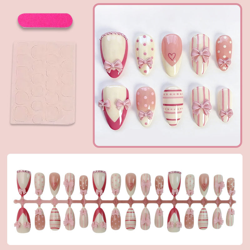 Nail art set with romantic bow and heart motifs Kalsten
