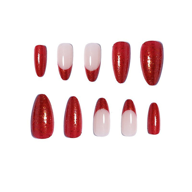 Premium Glossy Glittering Almond-Shaped Press-On Nails Kalsten