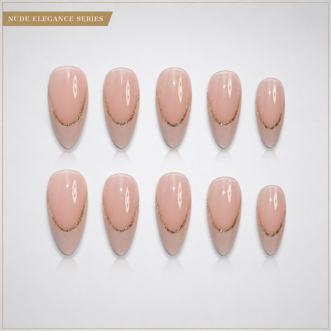 Elegant Artificial Nails with Gold Accents Kalsten