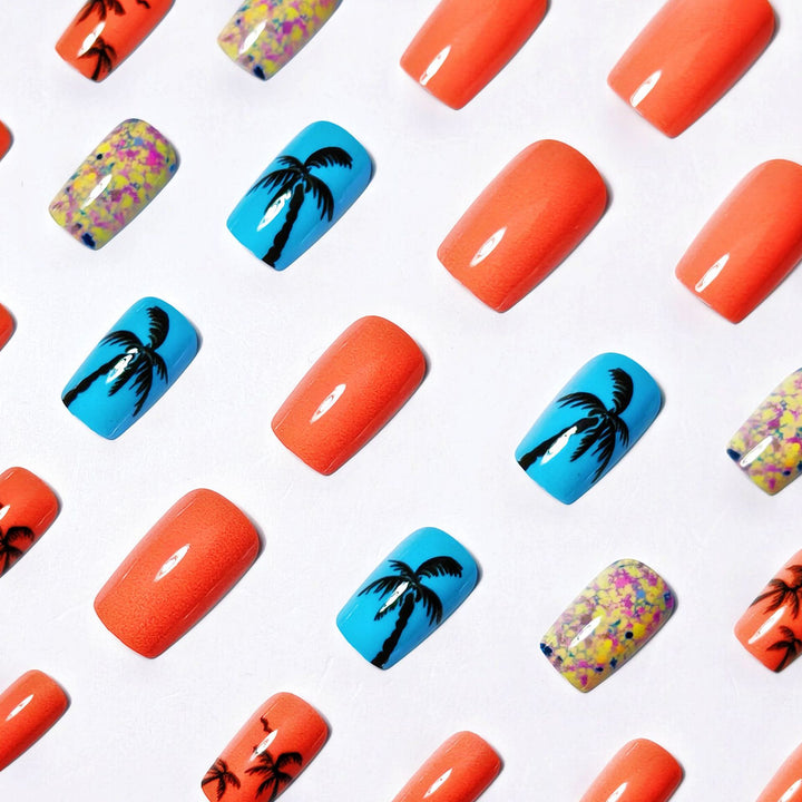 Artificial nails with tropical palm motif Kalsten