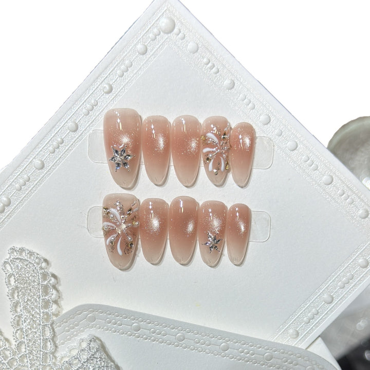 Elegant Press-On Nail Set with Decorative Star Accents Kalsten
