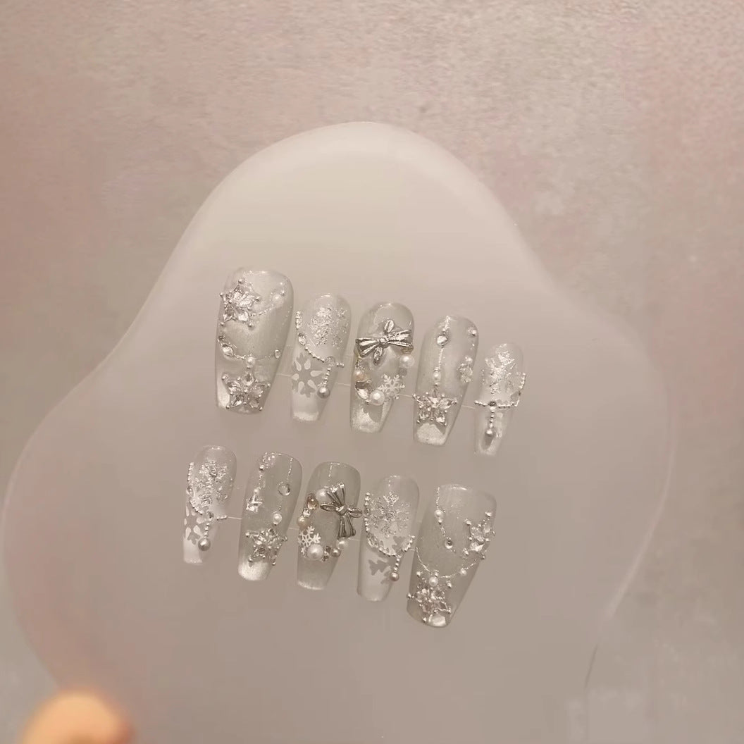 Frosted Decorative Design Press-On Nail Set