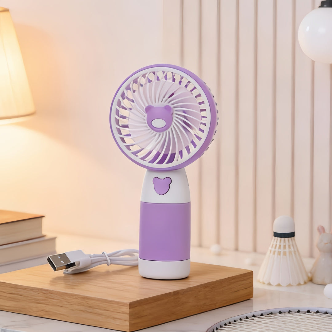 Ladies Portable Hand Fan with Cute Bear Design Kalsten