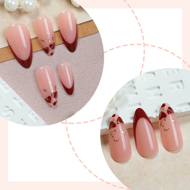 Elegant Stiletto Press-On Nail Set with Decorative Gold Accents Kalsten