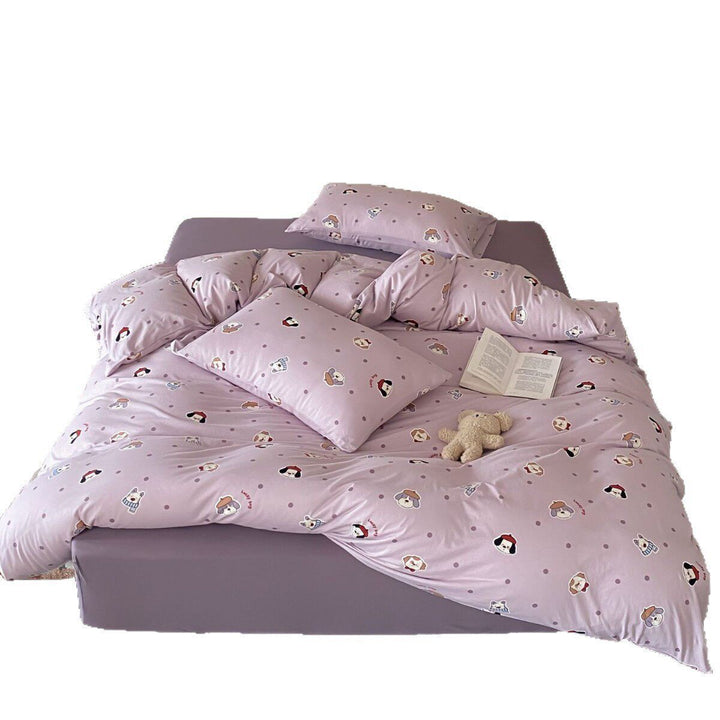 Cotton jersey bedding set with cute dog motif and fine cotton touch