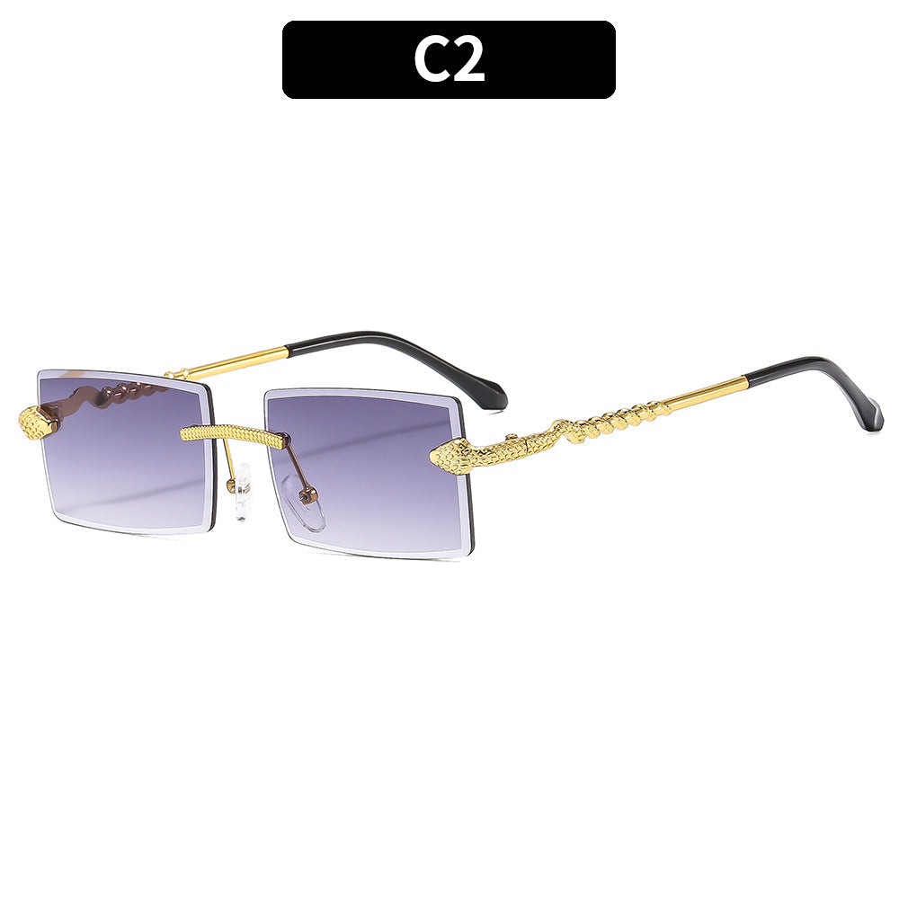 Statement Snake-Detail Square Sunglasses
