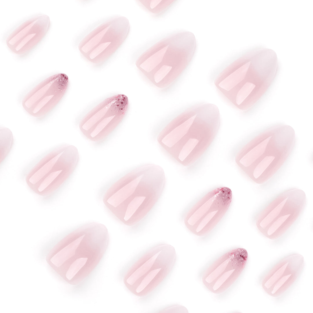 Artful Nail Extensions with Glitter Decoration and Ombre Effect Kalsten