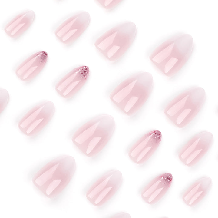 Artful Nail Extensions with Glitter Decoration and Ombre Effect Kalsten