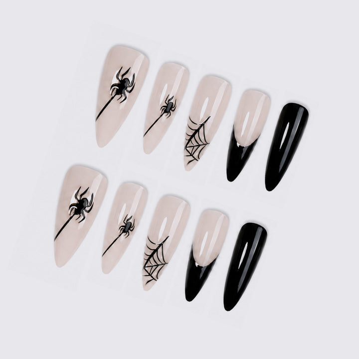 Creative nail art set with spider and spider web design Kalsten