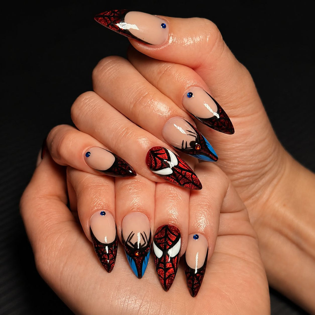 Themed Press-On Nail Set with Spider-Man Design Kalsten