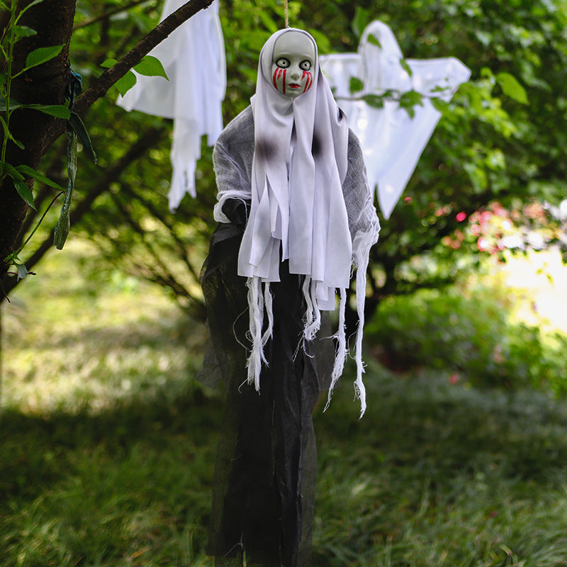 Creepy Halloween decoration figure with movable skeleton
