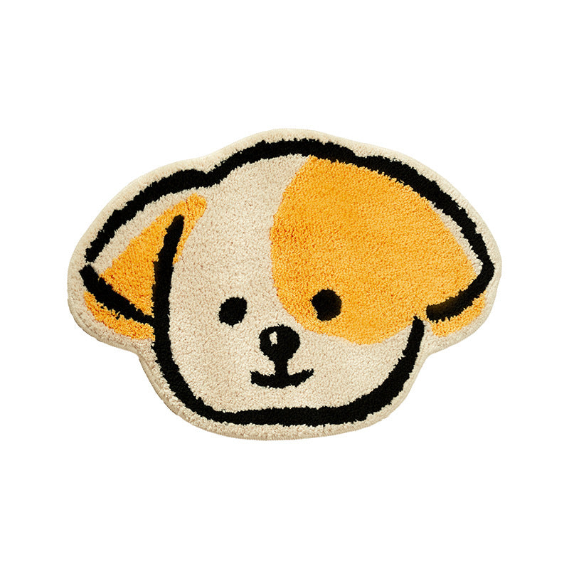 Playful children's rug in cheese shape with tufted chenille surface and non-slip backing Kalsten