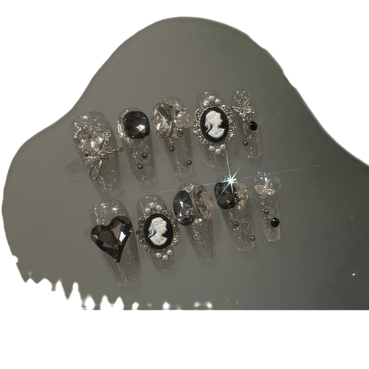 Elegantly Embellished Decorative Press-On Nail Set