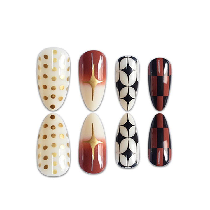 Stylish Stiletto Press-On Nails with Elegant Patterns Kalsten
