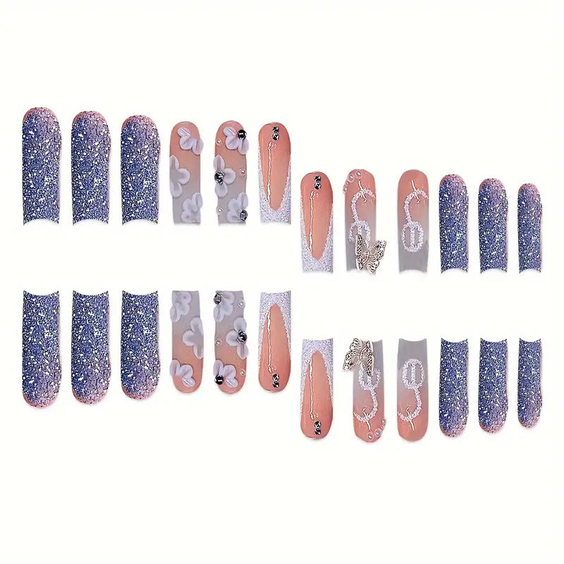 Decorative 3D Floral Press-On Nail Art Kalsten