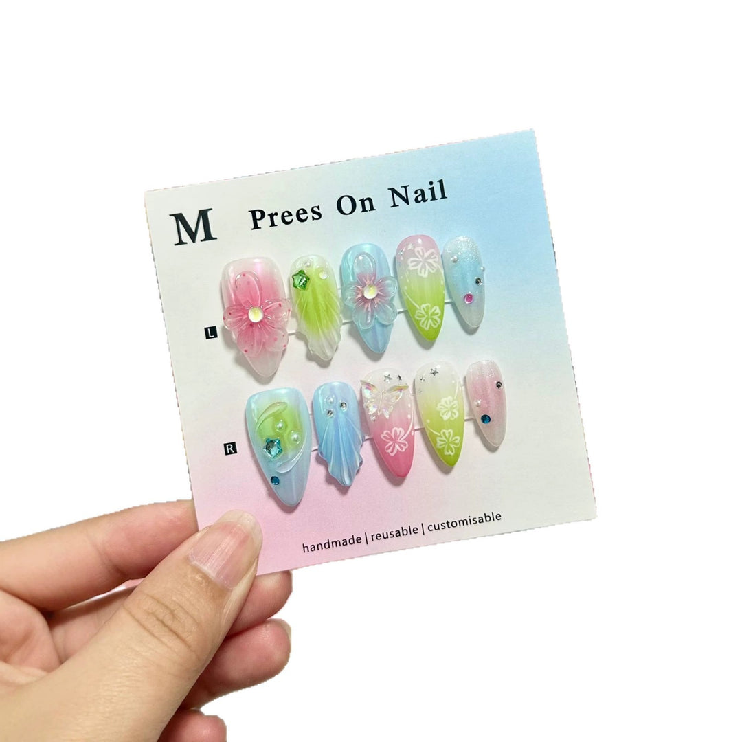 Artistic Handcrafted Press-On Nail Art Set