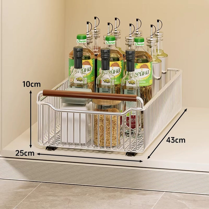 Stackable Metal Grid Pantry Storage Basket with Open Ventilated Frame and Integrated Carry Lip