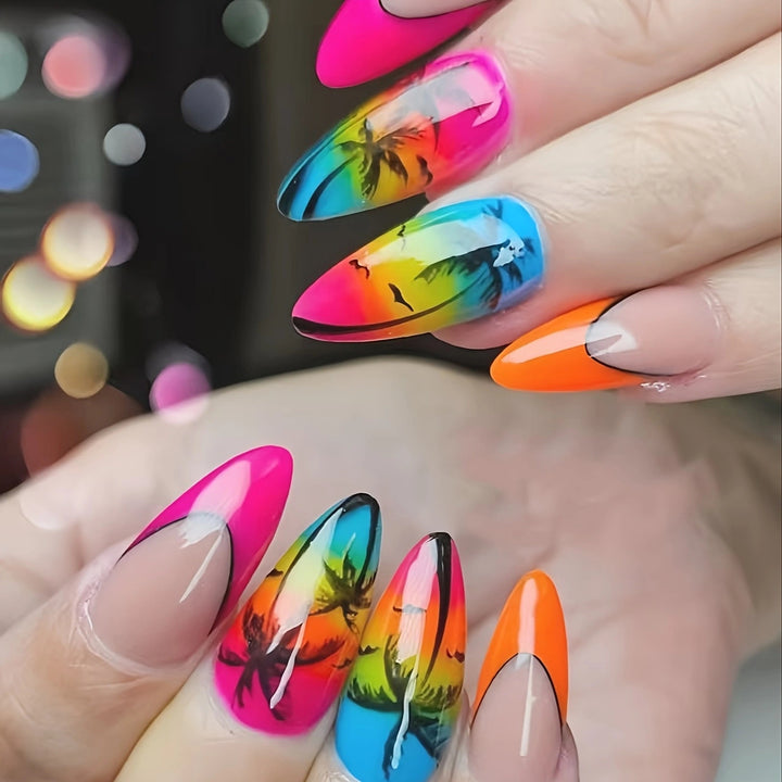 Tropical Sunset Nail Art