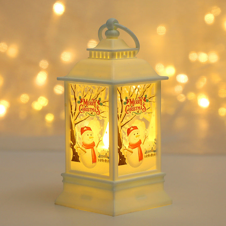 Festive Christmas lantern with snowman motif