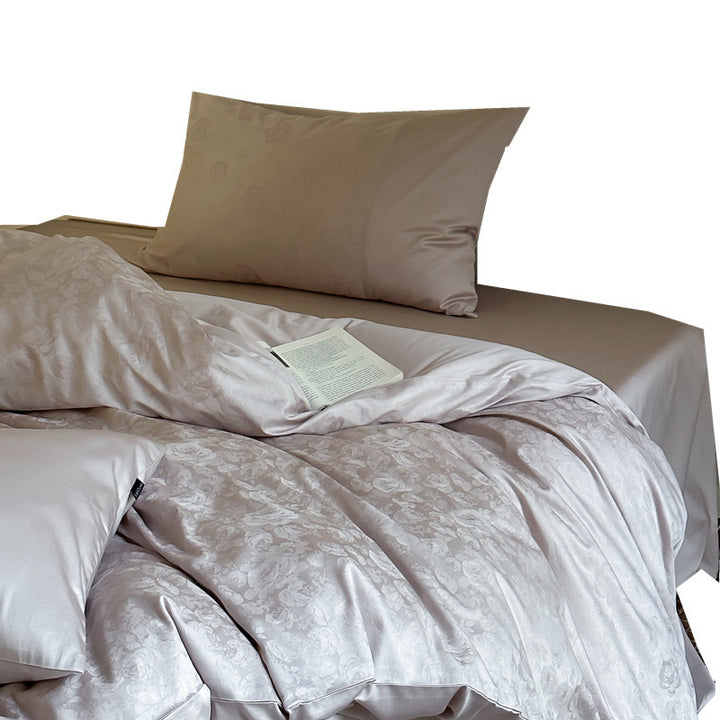 Premium-Jacquard-Satin-Duvet-Cover-Set with subtle floral relief