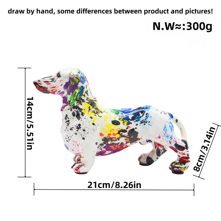 Colorful decoration figure of a dachshund in graffiti style Kalsten