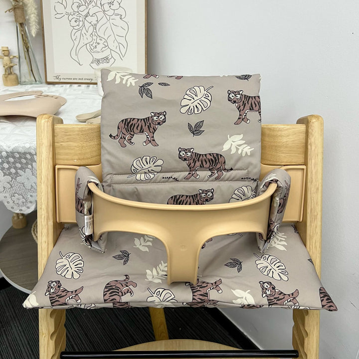 Padded High Chair Seat Liner Cushion with Removable Washable Cover and Safety Harness Slots