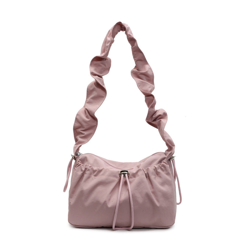 Ruffled Strap Handheld Tote Bag