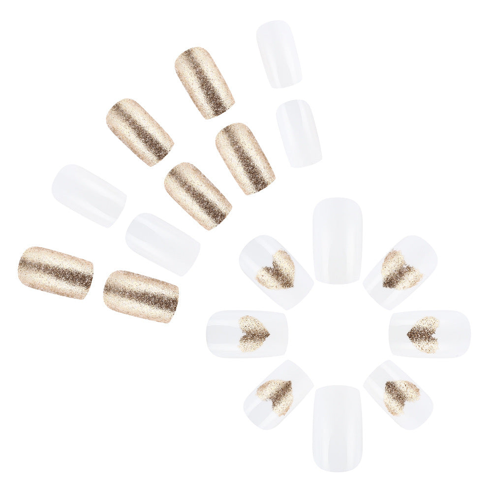 Elegant Glitter Heart Press-On Nails Kalsten