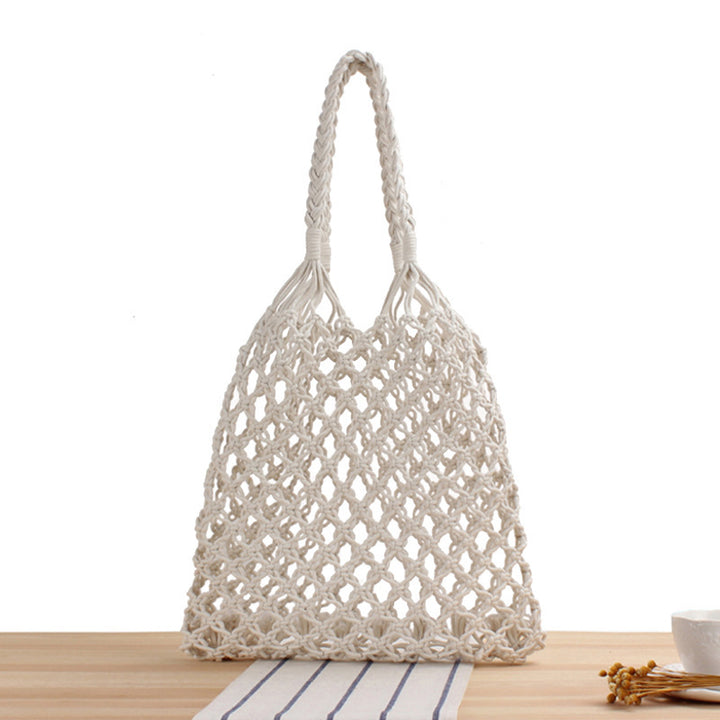 Mesh tote bag made of handcrafted natural material with unique pattern Kalsten