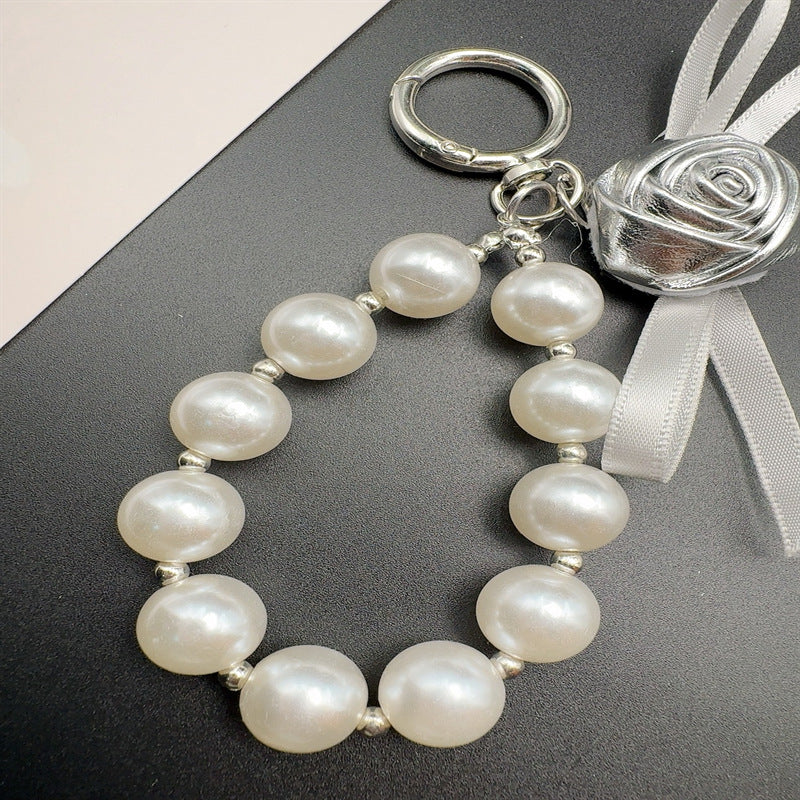 Elegant Pearl and Leather Charm Keychain Kalsten